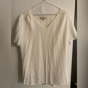 LOFT Cream V-Neck Blouse